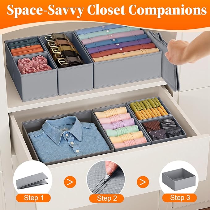 TasticTotes Drawer Organizer Clothes, 16 Pack Drawer Organizers and Underwear Organizer for Nursery, Dividers Clothes Organiz