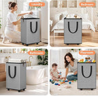 SpaceTrove Laundry Basket with Wheels, Collapsible Laundry Baskets, Laundry Hamper with Handles Detachable Wheels, Rolling La