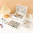 BOOVO Earring Jewelry Box For Women Girl Stud Organizer, 5 Layers Girl Jewelry Organizer Box With Lock Earring Holder Organiz