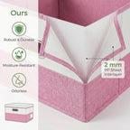 PRANDOM Storage Bins with Lids [3-Pack] Linen Fabric Foldable Storage Boxes Organizer Containers Baskets Cube with Cover for 