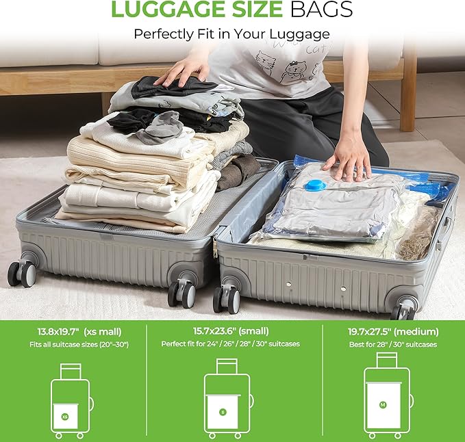 Vacuum Storage Bags for Travel - 9 Pack Compression Packing with Wireless Electric Pump for Luggage Vacuum Seal Bags for Clot