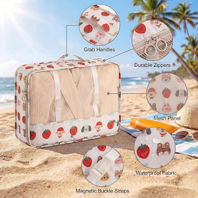 8 Set Packing Cubes for Travel with Clear Toiletry Bag, Durable Luggage Packing Organizers, Carry-On Accessories, TSA Approve