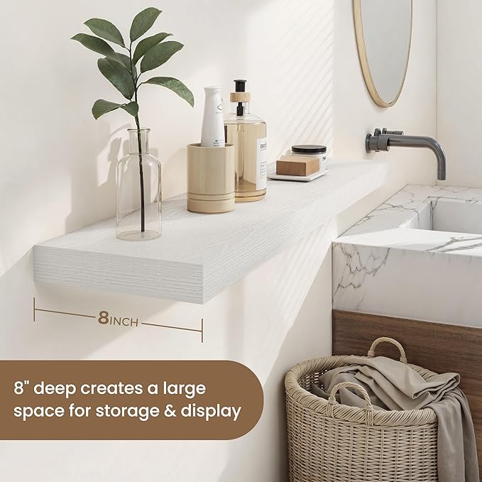 Dreamland 55 Inches Floating Shelves for Wall, 8" Deep Long Floating Shelves Set of 1, Large Display & Storage Shelf, Wall Sh