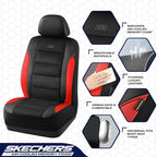Skechers Aircooled & Memory Foam Seat Covers,Premium Leather with EVA Mesh Car Seat Covers,Seat Cover Full Sets,Airbag Compat
