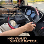 PINCTROT XL Size 17.5-18 in Race Grip Steering Wheel Cover for Semi Truck, Fits RV, Big Rig Trucker, 18 Wheeler and Classic Cars, Anti-Slip Silicone Perforated Design 17.5-18 Inch (Racing Red)