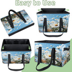 Reusable Grocery Bags Heavy Duty Shopping Bags Foldable Large Tote Bags with Long Handles & Hard Bottom