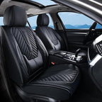 Coverado Seat Covers Full Set, Luxury Leather Car Seat Covers for Car with Lumbar Support, Automotive Seat Covers Waterproof 