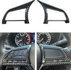 Carbon Fiber Steering Wheel Interior Decoration Cover Trim Accessories for Nissan Altima(2019-2024),for Sentra/Versa(2020-2024),for Leaf/Kicks(2018-2024),for Rogue(2017-2020),for Rogue Sport