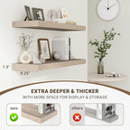 40 Inch Floating Shelves, 3D Textured Wood Grain, 40"x9.25"x1.5" Inch Deep Floating Shelves for Wall, Wooden Shelves for Bath