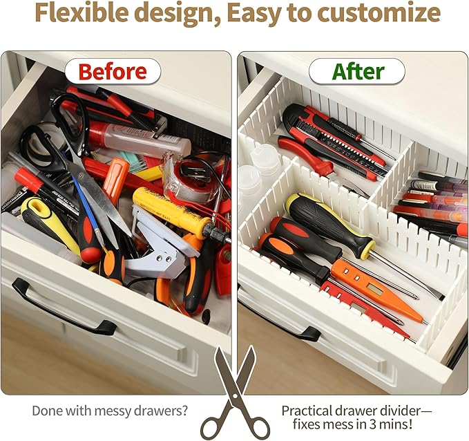 Drawer Divider Adjustable Diy Storage Organizer Separator for Tidying Clutter Cutlery Makeup Clothes of Dresses, Desk & Box i
