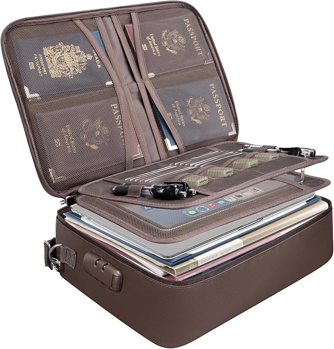 BALEINE Fireproof Document Box with Lock, Portable Fireproof Document Bag Waterproof Fire Proof File Boxes for Documents, Fil