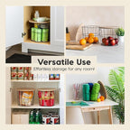 IRIS USA Round Wire Basket with Wooden Lid, 2 Pack, Potato Onion Vegetable Storage, Nestable Storage Bins, Water Resistant Su