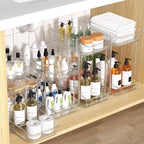 incostar 2 Tier Pull-Out Storage Organizer for Bathroom and Kitchen, Under Sink Organizer with Dividers, Ideal for Organizing