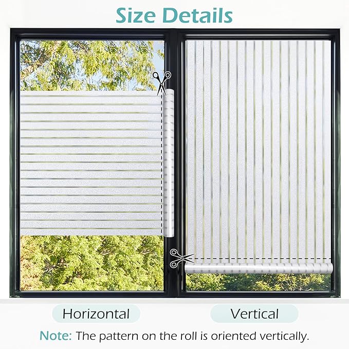 DOWELL Window Privacy Film, Frosted Glass Window Film, Static Cling Glass Vinyl, Heat Blocking Frosting Coverings, Removable Door Stickers for Home Office, Non-Adhesive, Reusable, 23.6 x 118.1 inches