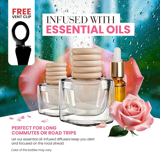 Car Air Fresheners for Women - Floral Fragrance Pack of 2 Long Lasting Car Air Freshener | Odor Eliminator Car Perfume Diffus