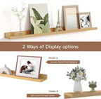 Fun Memories Picture Ledge Shelf for Wall, Floating Shelves Set of 4, 36 Inch Long Nursery Book Shelves for Toys Storage, Kid