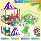 6 Colors Large Toy Storage Bags with Labels, Reusable Clear PVC Board Game Storage, Travel Waterproof Organizer Bags with Zip