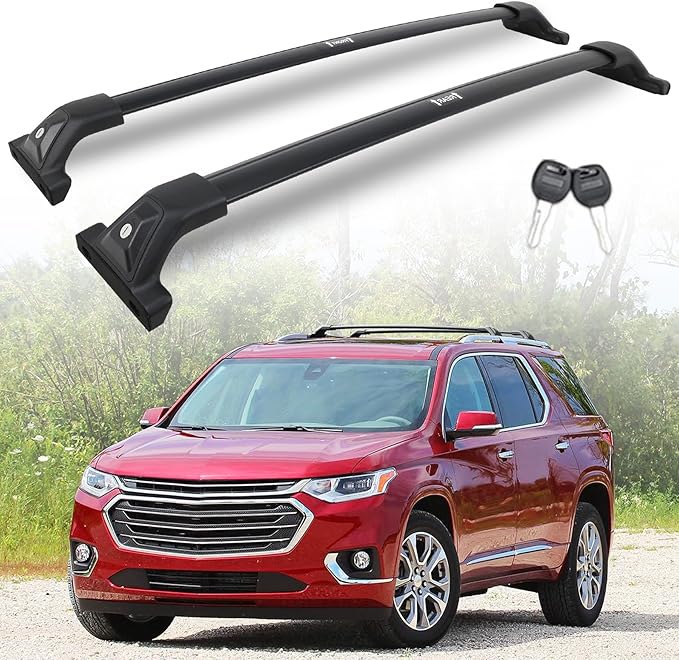 Snailfly 330 lbs Lockable Roof Rack Cross Bars Fit for 2018-2021 Chevy Chevrolet Traverse with Side Rails, Aluminum Crossbars, Rooftop Accessories for Skis Bike Kayak Cargo Box