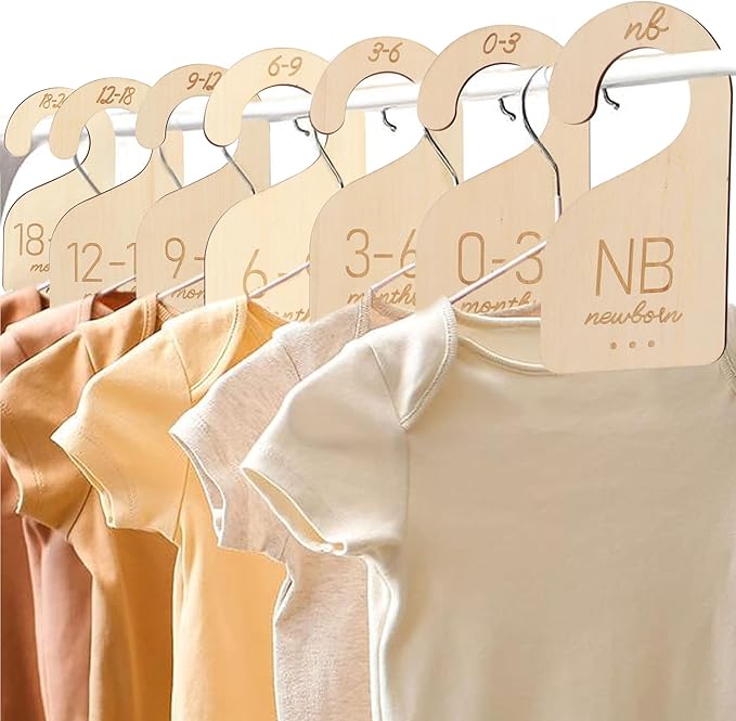 Baby Closet Dividers Wooden - Clothes Size Markers for Babies,Organize Babies Closet Hanger,Baby Nursery Closet Dividers,Newb