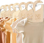 Baby Closet Dividers Wooden - Clothes Size Markers for Babies,Organize Babies Closet Hanger,Baby Nursery Closet Dividers,Newb