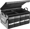 Oasser Car Trunk Organizer Collapsible Multi Compartments SUV Trunk Organizer with Reflective Strip Foldable Cover