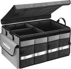 Oasser Car Trunk Organizer Collapsible Multi Compartments SUV Trunk Organizer with Reflective Strip Foldable Cover