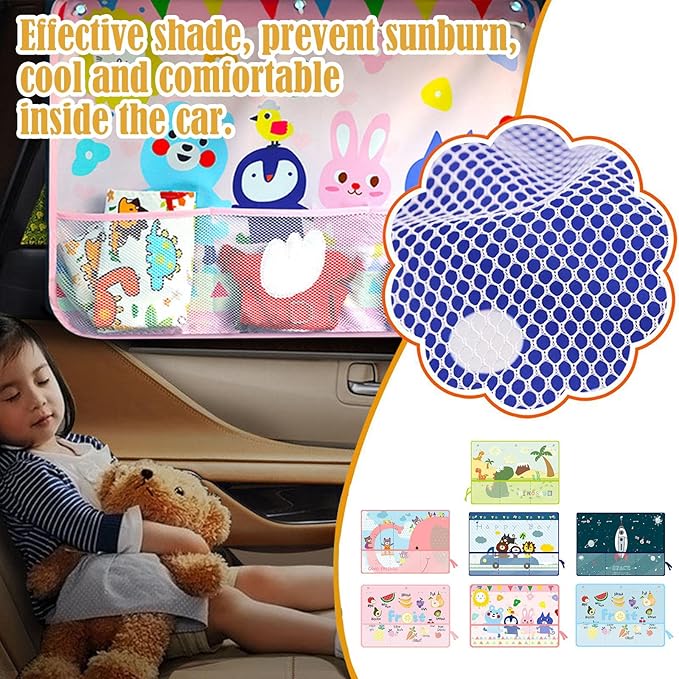 Car Sun Shade for Baby Kids Children 2 Pack Car Side Window Curtain Protector Protects from Sun Glare Heat Blocks UV Rays Glare Car Interior Sun Blocker Blind (Bus)