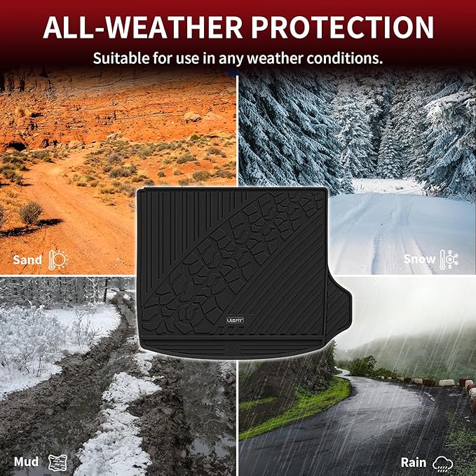 LASFIT Trunk Mat for Jeep Grand Cherokee WL 2022-2025 2026 5-Seat (Include 4xe, NOT for L) All Weather TPE Custom Fit Cargo Mat Trunk Liner Cargo Liner, Black