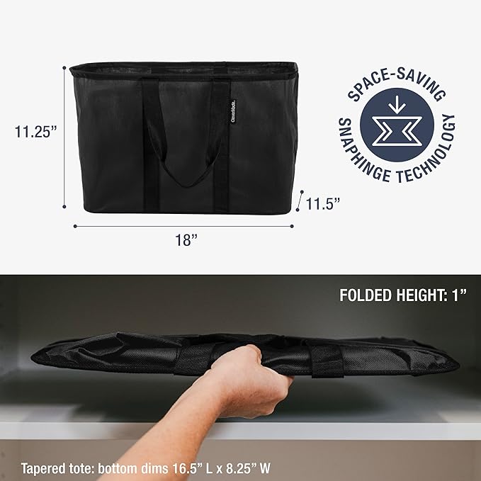 CleverMade EcoBasket 30L Collapsible Tote Basket 3 Pack – Reusable Grocery Tote That Stands Upright, Foldable Shopping Basket