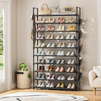 LUKYTOWER Tall Shoe Rack 10 Tier Shoe Racks Organizer for Closet 40-45Pairs,Large Capacity Storage Rack for Shoes with 5Hooks