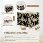Black and Beige Abstract Storage Box Bins, Boho Modern Abstract Zebra Striped Collapsible Storage Basket Organizer for Bedroo