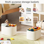 Storage Baskets for Shelves White Rope Basket for Organizing 4 Pack Rectangle Toy Bins for Nursery 12.7"Lx9"Wx7.9"H