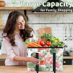Reusable Grocery Bags Heavy Duty Shopping Bags Foldable Large Tote Bags with Long Handles & Hard Bottom