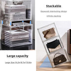 Clear Acrylic Display Case, Stackable Plastic Storage Bins with Magnetic Attraction Lid, Showcase for Cosmetic, Large Figures