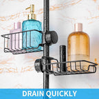 Clawfoot Tub Caddy(Shower Rod Not Included) - Stainless Steel Shower Shelves and Soap Caddy (Black)