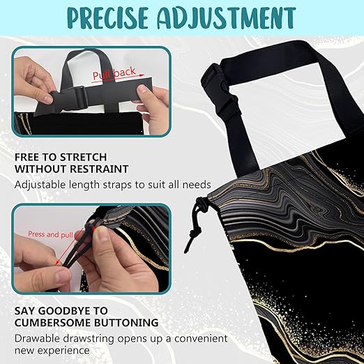 Car Garbage Bag Abstract Marble Golden Veins Drawstring Car Trash Bag Hanging for Back Seat with Adjustable Buckle Canvas Vehicle Trash Can Easy-to-Install