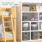 8-Pack Grey Plastic Storage Baskets with Lids, Label Organizers, Stackable Organizer Containers: For Organizing Shelves, Draw