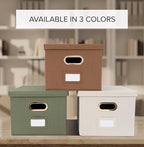 ZICOTO Decorative File Organizer Box Set of 2 - Collapsible Linen Filing Cabinets w/Handles Are Perfect to Store all Your Doc