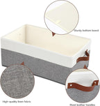 6 Pack Closet Storage Bins, Storage Baskets for Shelves, Linen Closet Organizers and Storage with Leather Handles for Clothes