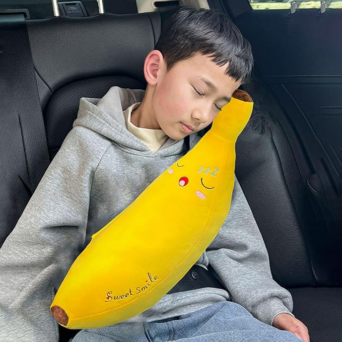 Car Pillow for Kids, Dinosaur Seat Belt Cover, Seatbelt Adjuster for Kids Car Seatbelt Covers, Vehicle Shoulder Pads, Seatbelt Cushion for Kids, Seat Strap Pillows Kids (Yellow)