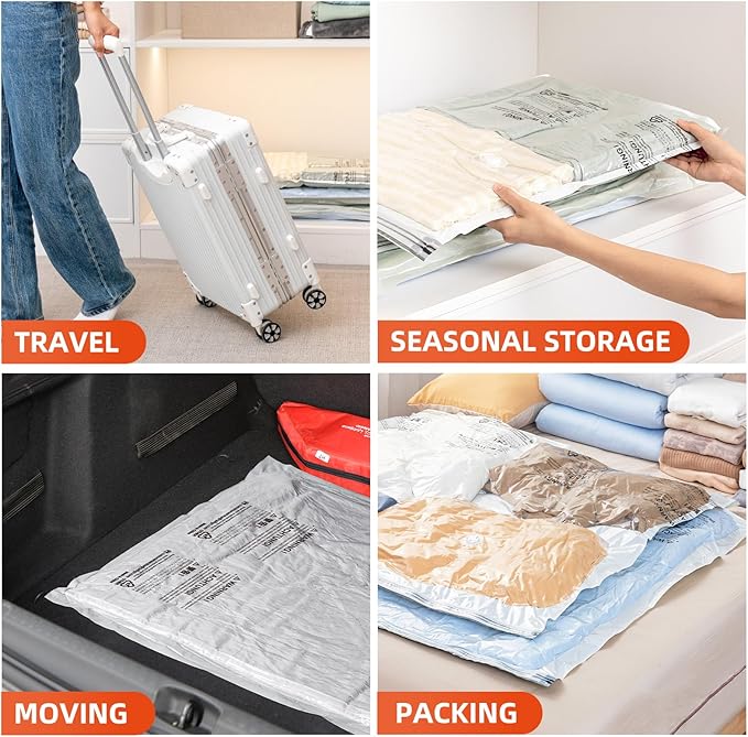 TAILI 10 Pack Vacuum Storage Bags, Jumbo Vacuum Seal Bags for Clothing (40x31 Inch), Space Saver for Bulky Bedding, Pillows, 