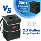 EPAuto Waterproof Car Trash Can with Lid and Storage Pockets, 2.5 Gallon, Black