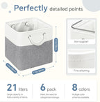 FinishingBo Fabric Cubes Storage Basket, 6 Pack 11x11 in with Handles Cube Storage Bins, for Shelves, Home, Office Organizers