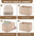 OIASKET Storage Baskets for Organizing, Woven Decorative Baskets for Shelves - Books, Towels, and Clothes, Cotton Rope Toy St