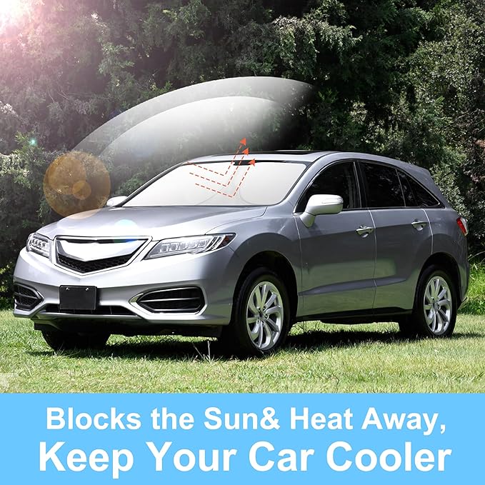 TINGLU Sun Shade for Acura RDX 2013-2018 Accessories Windshield Sun Shade Window Shade UV Rays Protection Sun Visor Cover with Steering Wheel Sunshade Storage Bag