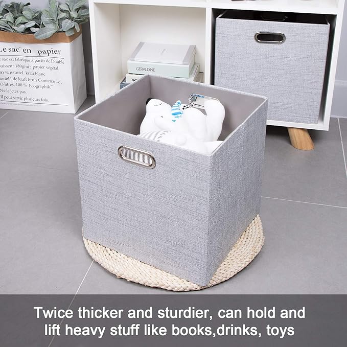 Posprica 11 Inch Cube Storage Bins for Organization, Fabric Storage Cubes Closet Storage Bins for Cube Organizer, Thick and H
