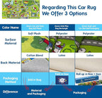 Booooom Jackson Kids' Train & City Rug - Non-Slip, Washable, Race Car Track Play Mat for Boys & Girls