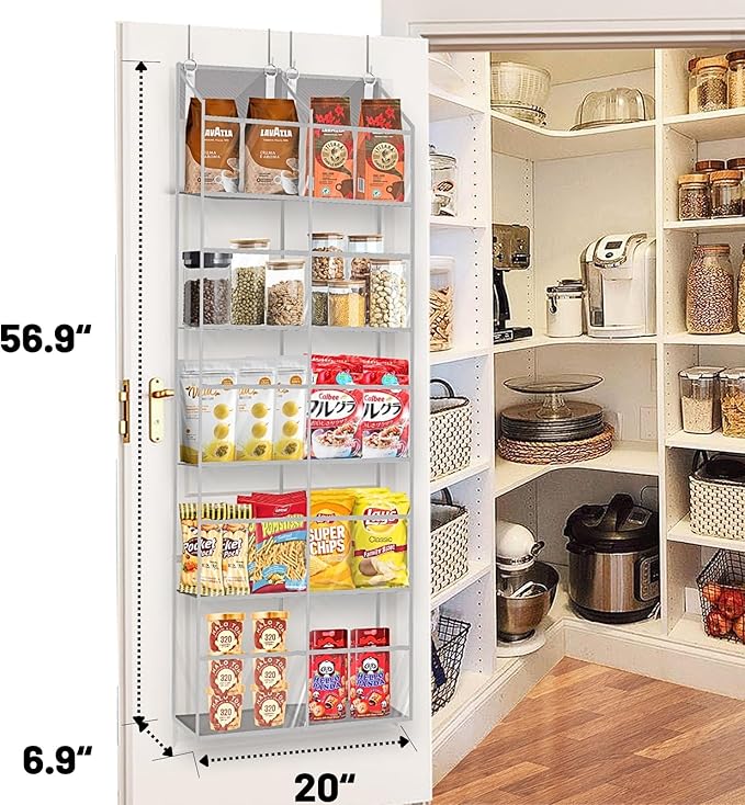 Over the Door Organizer 5 Tiers,Extra Large Behind Door Storage of 10 Compartments,50 lbs Weight Capacity Over the Door Stora