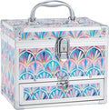 Hododou Girls Jewelry Box Organizer with Drawer & Mirror, Mermaid Tail Style Lockable Storage Case for Kid or Little Girls Je