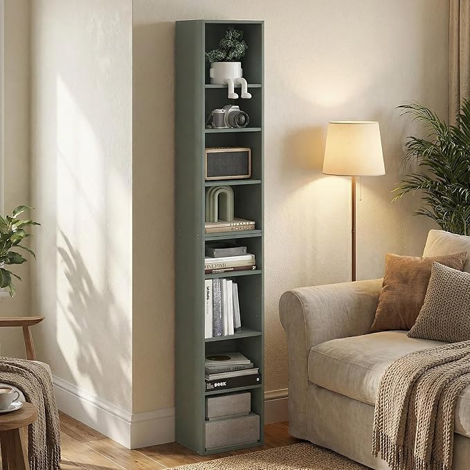 Furinno PASIR Book Shelf, 8-Tier Separable Tall Bookshelf, Stackable Bookcase with Adjustable Open Shelf, 9.3 x 11.8 x 70.9, 
